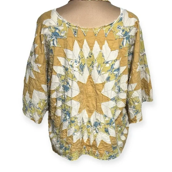 Magnolia Pearl 1070 Matilda Marisol Top yellow cream quilted sunburst osfm - Picture 9 of 11